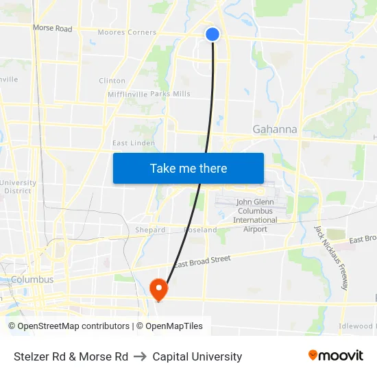 Stelzer Rd & Morse Rd to Capital University map