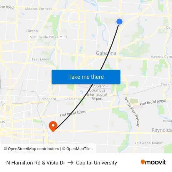 N Hamilton Rd & Vista Dr to Capital University map