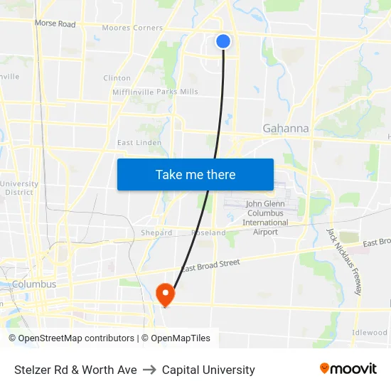 Stelzer Rd & Worth Ave to Capital University map