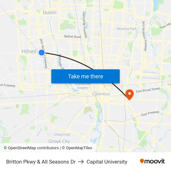 Britton Pkwy & All Seasons Dr to Capital University map