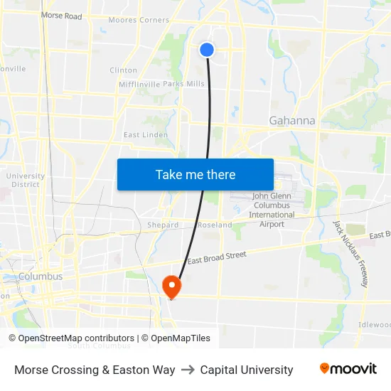 Morse Crossing & Easton Way to Capital University map