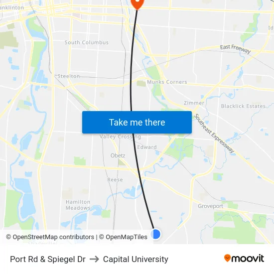 Port Rd & Spiegel Dr to Capital University map
