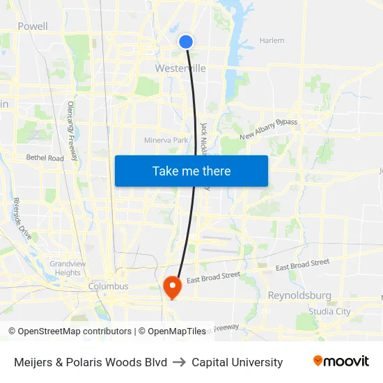 Meijers & Polaris Woods Blvd to Capital University map