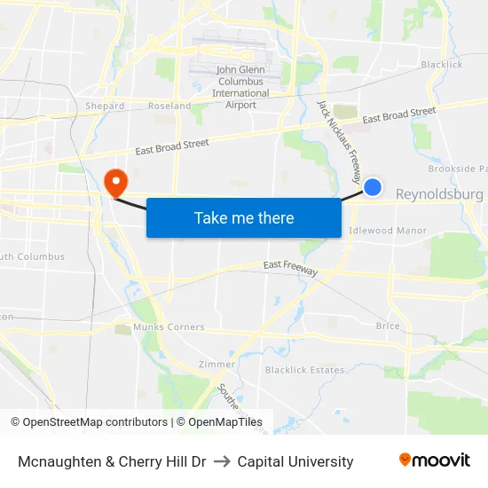 Mcnaughten & Cherry Hill Dr to Capital University map