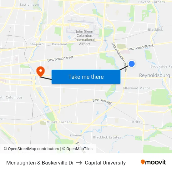Mcnaughten & Baskerville Dr to Capital University map