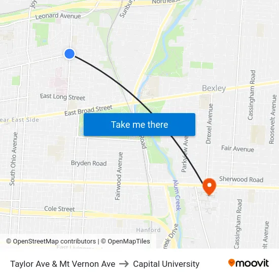 Taylor Ave  & Mt Vernon Ave to Capital University map