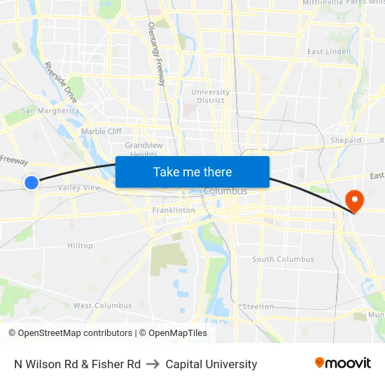 N Wilson Rd & Fisher Rd to Capital University map
