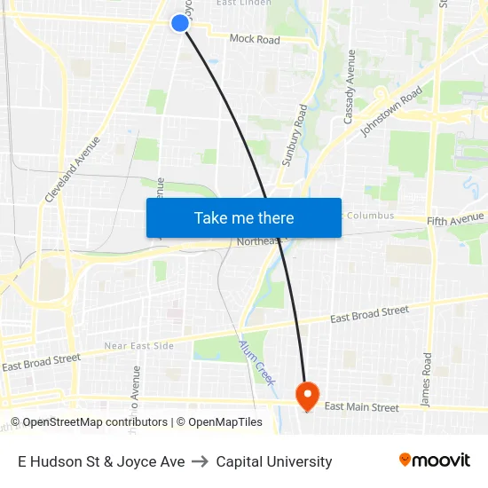 E Hudson St & Joyce Ave to Capital University map