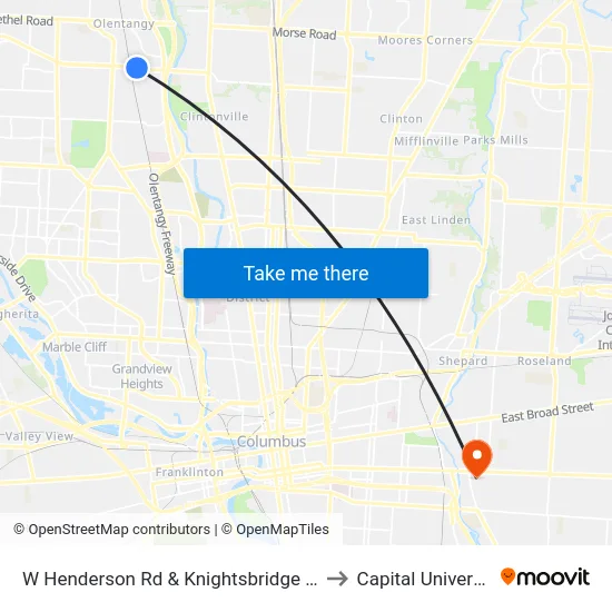 W Henderson Rd &  Knightsbridge Blvd to Capital University map