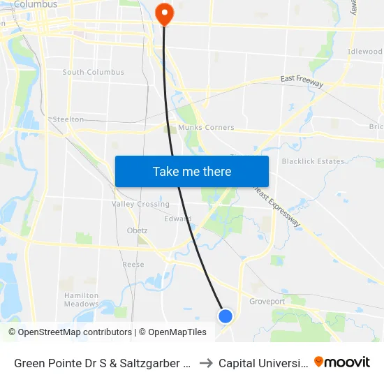 Green Pointe Dr S & Saltzgarber Rd to Capital University map