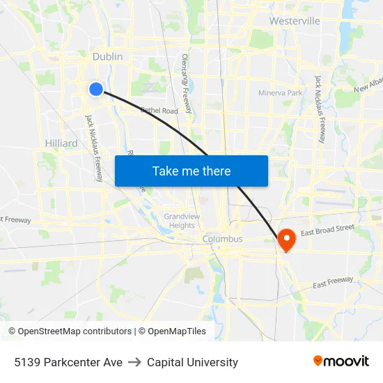 5139 Parkcenter Ave to Capital University map