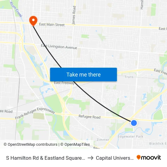 S Hamilton Rd & Eastland Square Dr to Capital University map