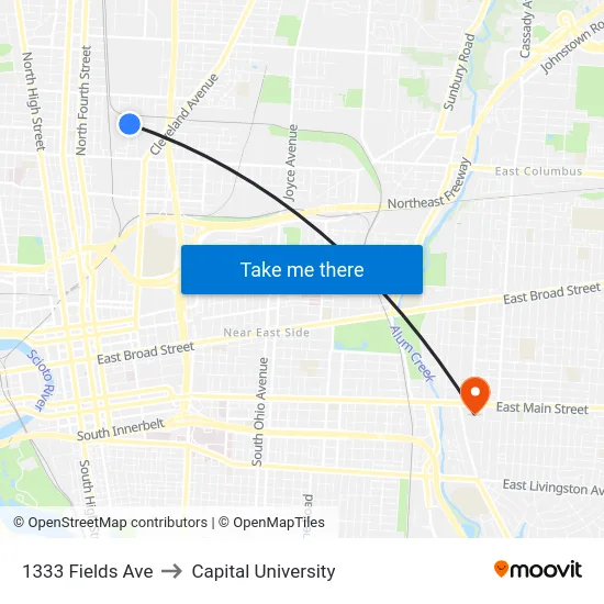 1333 Fields Ave to Capital University map