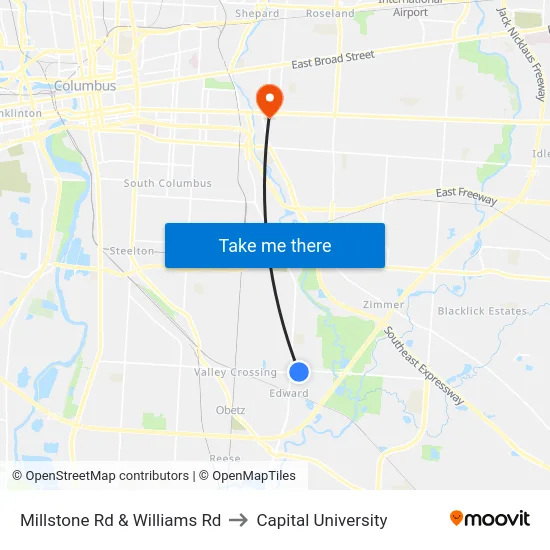 Millstone Rd & Williams Rd to Capital University map