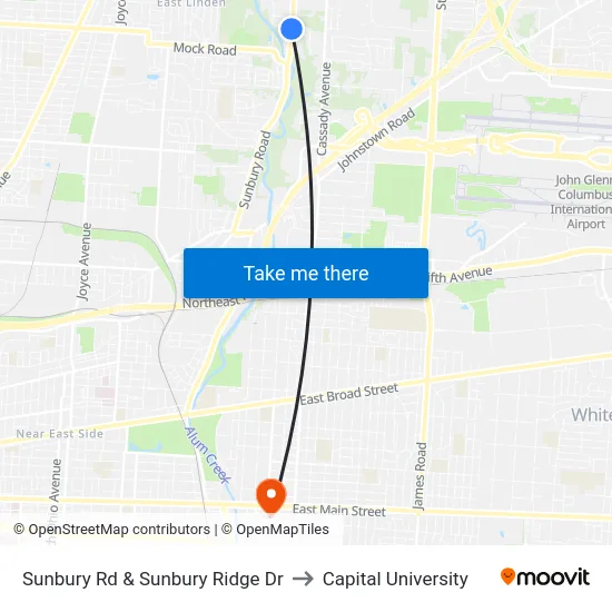 Sunbury Rd & Sunbury Ridge Dr to Capital University map