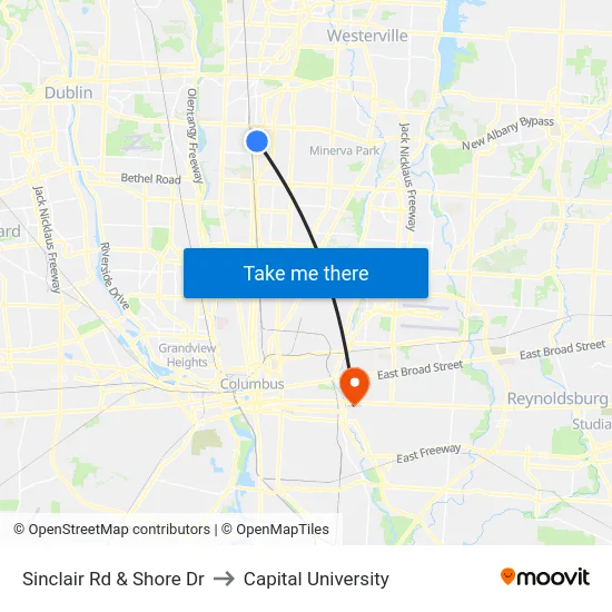 Sinclair Rd & Shore Dr to Capital University map