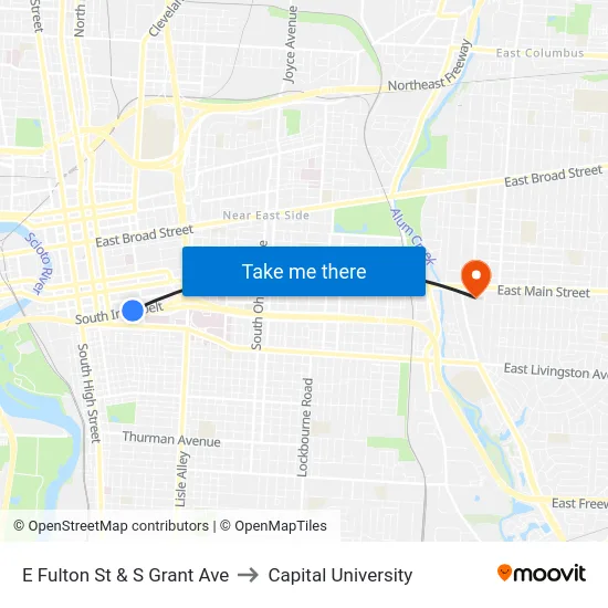 E Fulton St & S Grant Ave to Capital University map