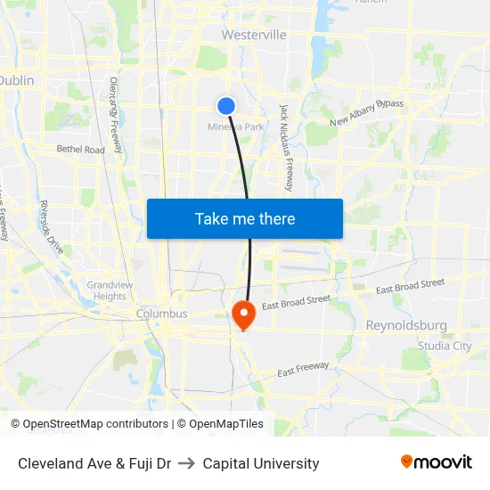 Cleveland Ave & Fuji Dr to Capital University map
