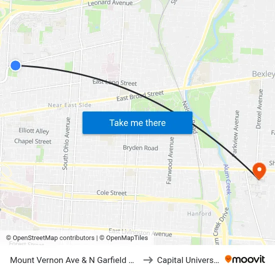 Mount Vernon Ave & N Garfield Ave to Capital University map