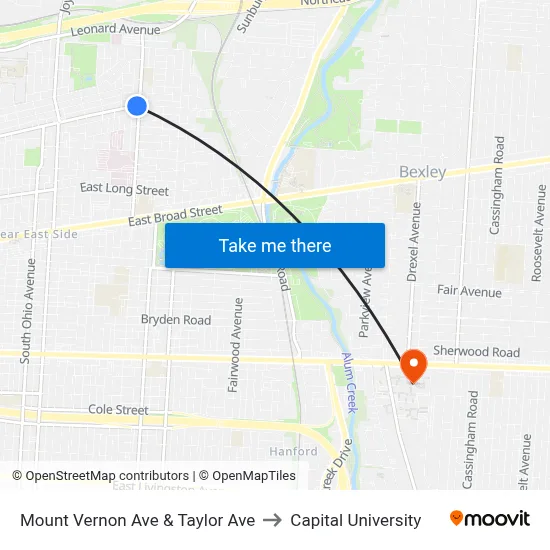 Mount Vernon Ave & Taylor Ave to Capital University map