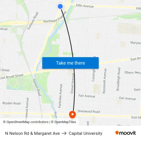 N Nelson Rd & Margaret Ave to Capital University map
