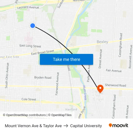Mount Vernon Ave & Taylor Ave to Capital University map