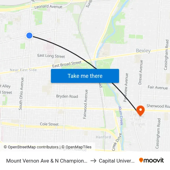 Mount Vernon Ave & N Champion Ave to Capital University map