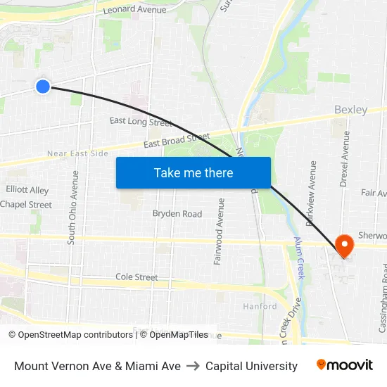 Mount Vernon Ave & Miami Ave to Capital University map