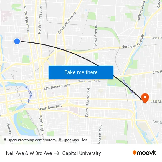 Neil Ave & W 3rd Ave to Capital University map