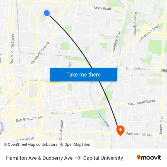 Hamilton Ave & Duxberry Ave to Capital University map