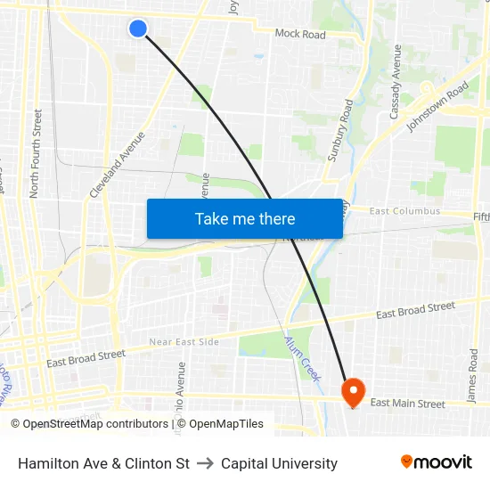 Hamilton Ave & Clinton St to Capital University map