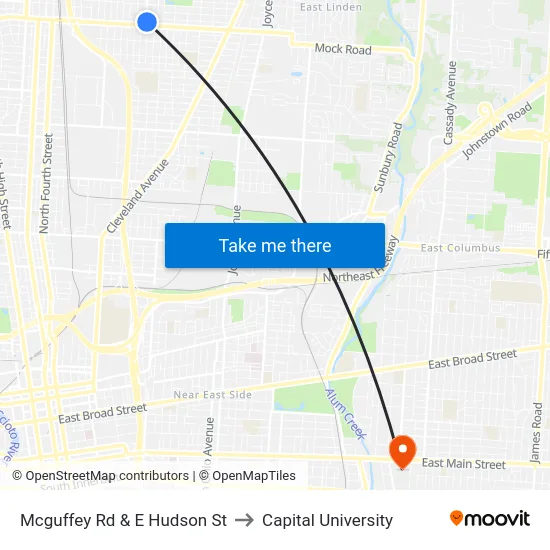 Mcguffey Rd & E Hudson St to Capital University map