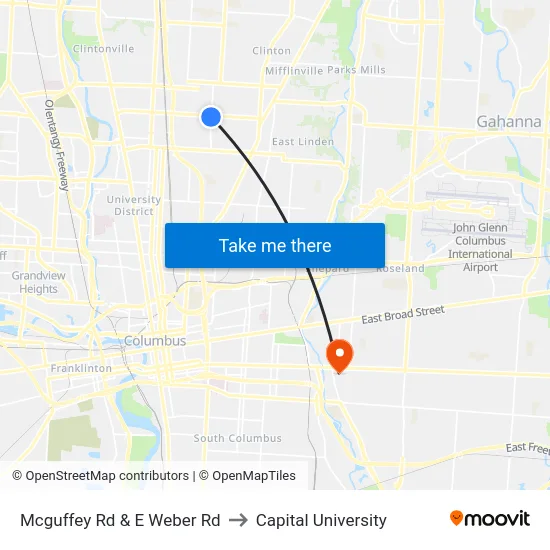 Mcguffey Rd & E Weber Rd to Capital University map