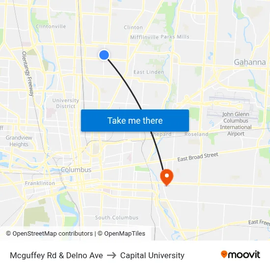 Mcguffey Rd & Delno Ave to Capital University map