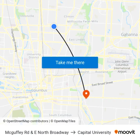 Mcguffey Rd & E North Broadway to Capital University map