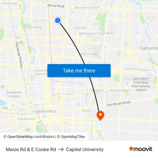 Maize Rd & E Cooke Rd to Capital University map