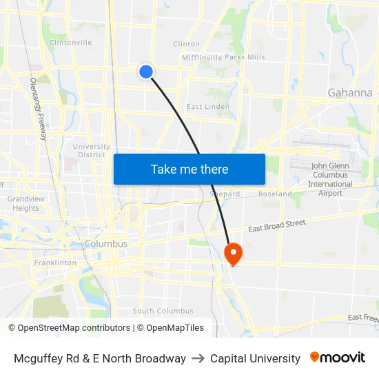 Mcguffey Rd & E North Broadway to Capital University map