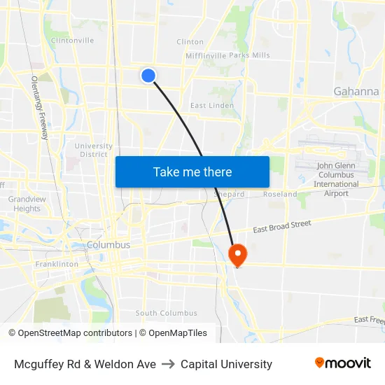 Mcguffey Rd & Weldon Ave to Capital University map