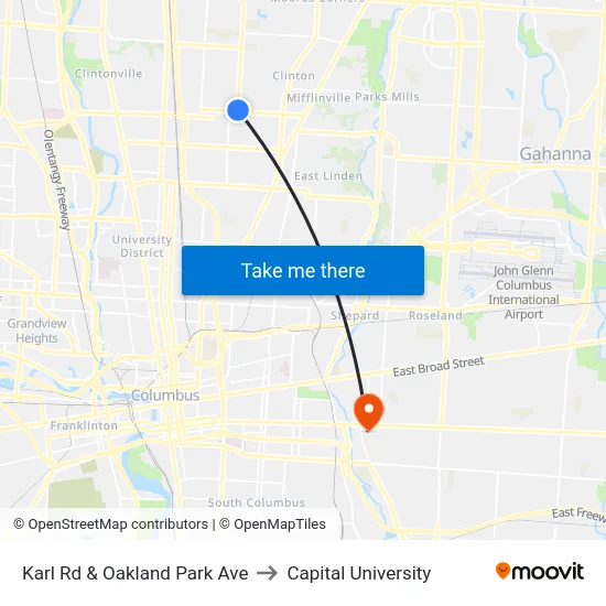 Karl Rd & Oakland Park Ave to Capital University map