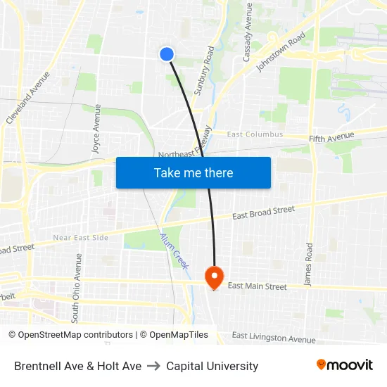 Brentnell Ave & Holt Ave to Capital University map