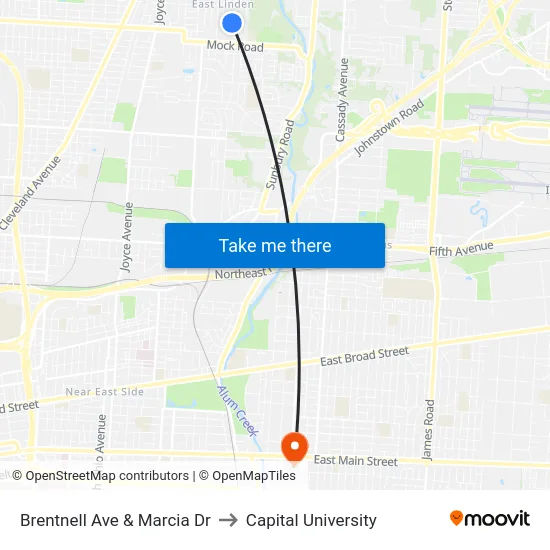Brentnell Ave & Marcia Dr to Capital University map