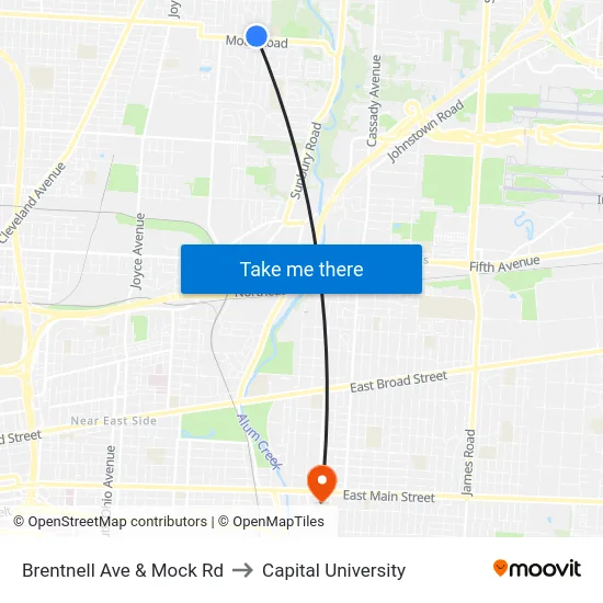 Brentnell Ave & Mock Rd to Capital University map