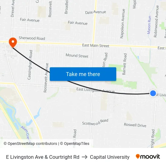 E Livingston Ave & Courtright Rd to Capital University map