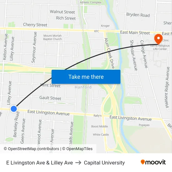 E Livingston Ave & Lilley Ave to Capital University map