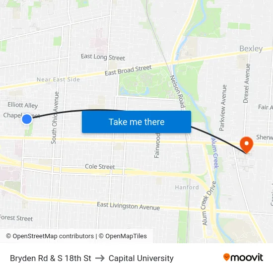 Bryden Rd & S 18th St to Capital University map