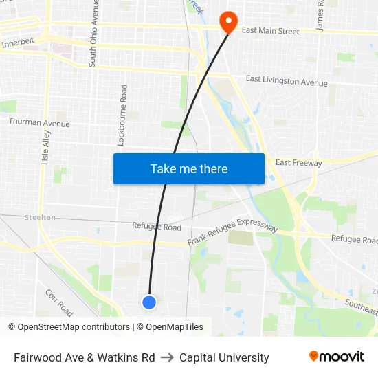 Fairwood Ave & Watkins Rd to Capital University map