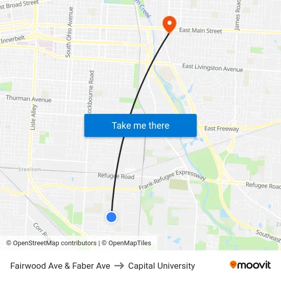 Fairwood Ave & Faber Ave to Capital University map