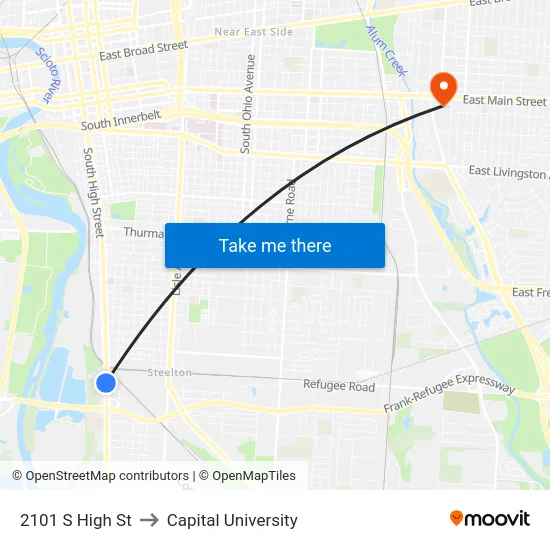 2101 S High St to Capital University map
