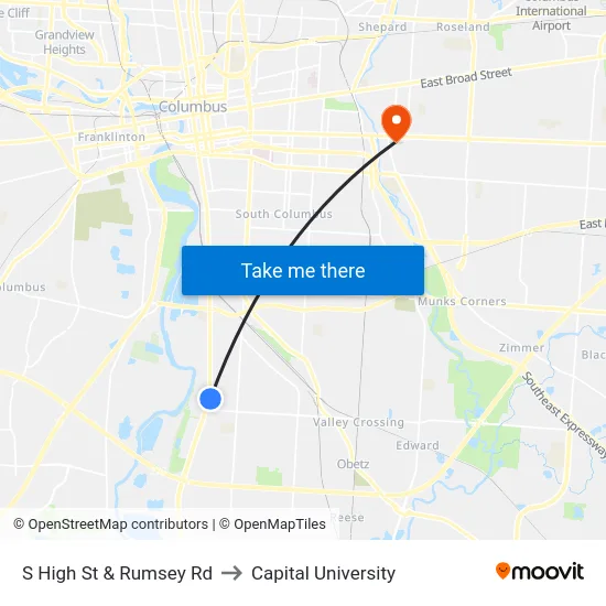 S High St & Rumsey Rd to Capital University map