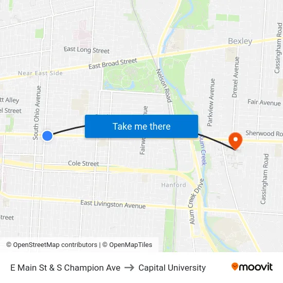 E Main St & S Champion Ave to Capital University map